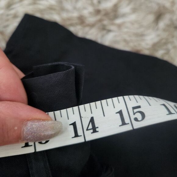 Zara Basic Z1975 Denim Wide Leg Cropped Paperbag Waist Pants Black Size 4 - Picture 8 of 10